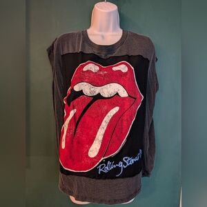 Rolling Stones cut out back. Slouchy muscle tee shaws small